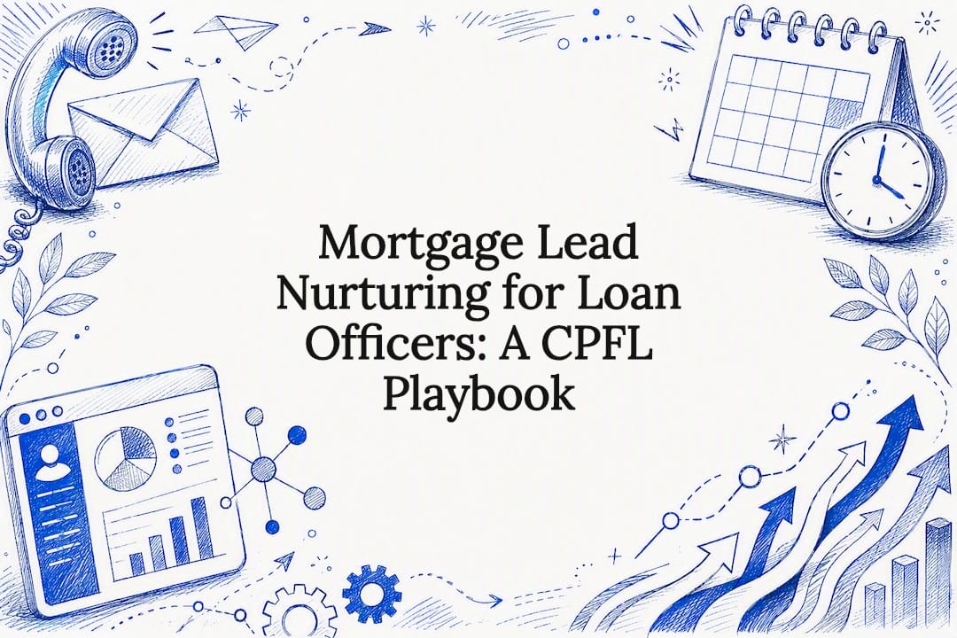 Decorative title card illustration for mortgage lead nurturing