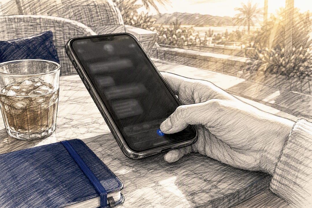 Hand pressing send on smartphone for SMS nurture