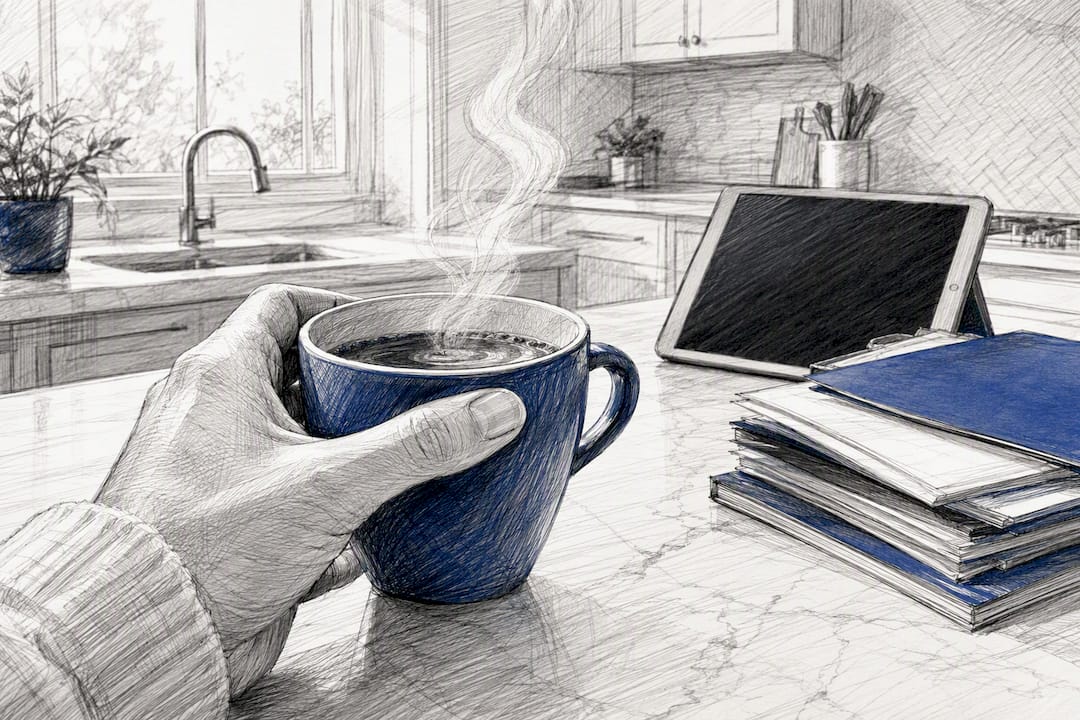 Loan officer with coffee preparing pipeline review