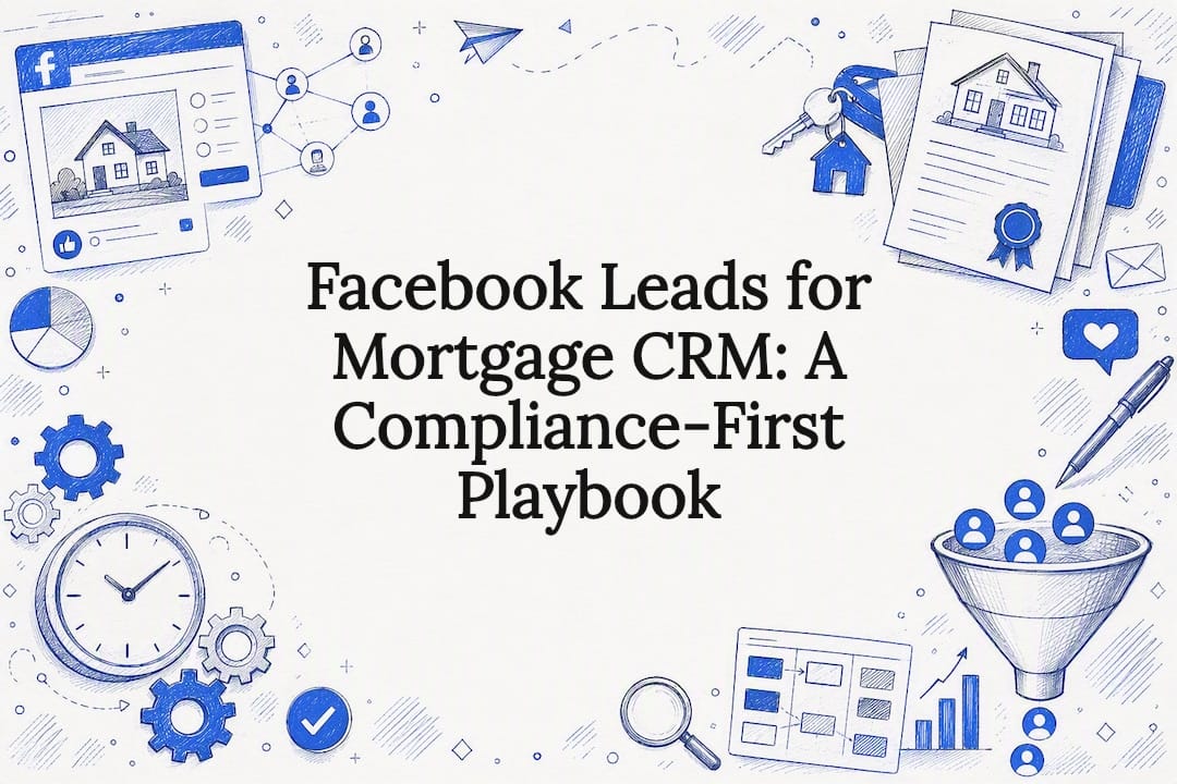 Decorative title card illustration for mortgage CRM compliance article