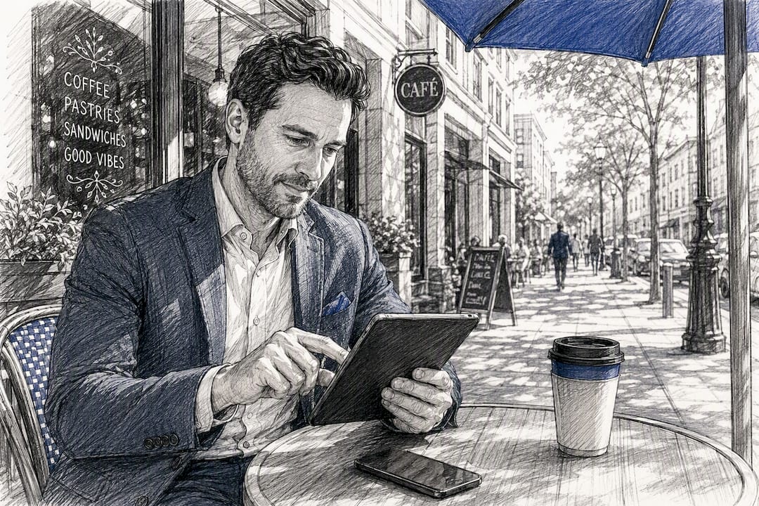Mortgage broker setting up Facebook lead form on tablet