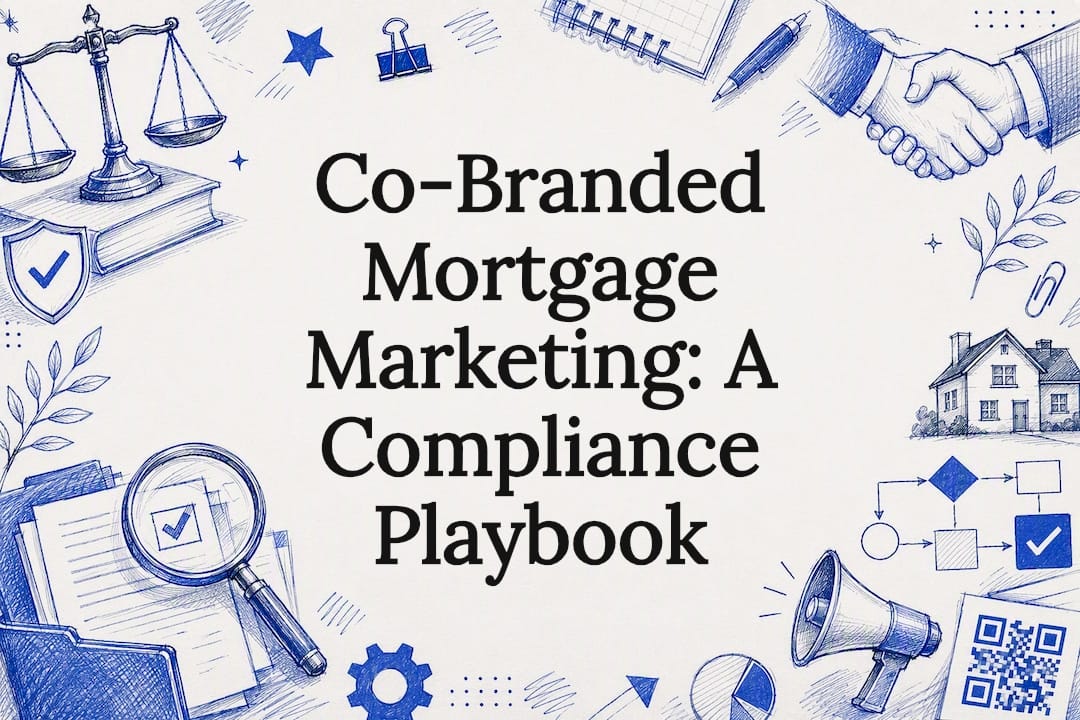 Decorative title card illustration representing mortgage marketing compliance