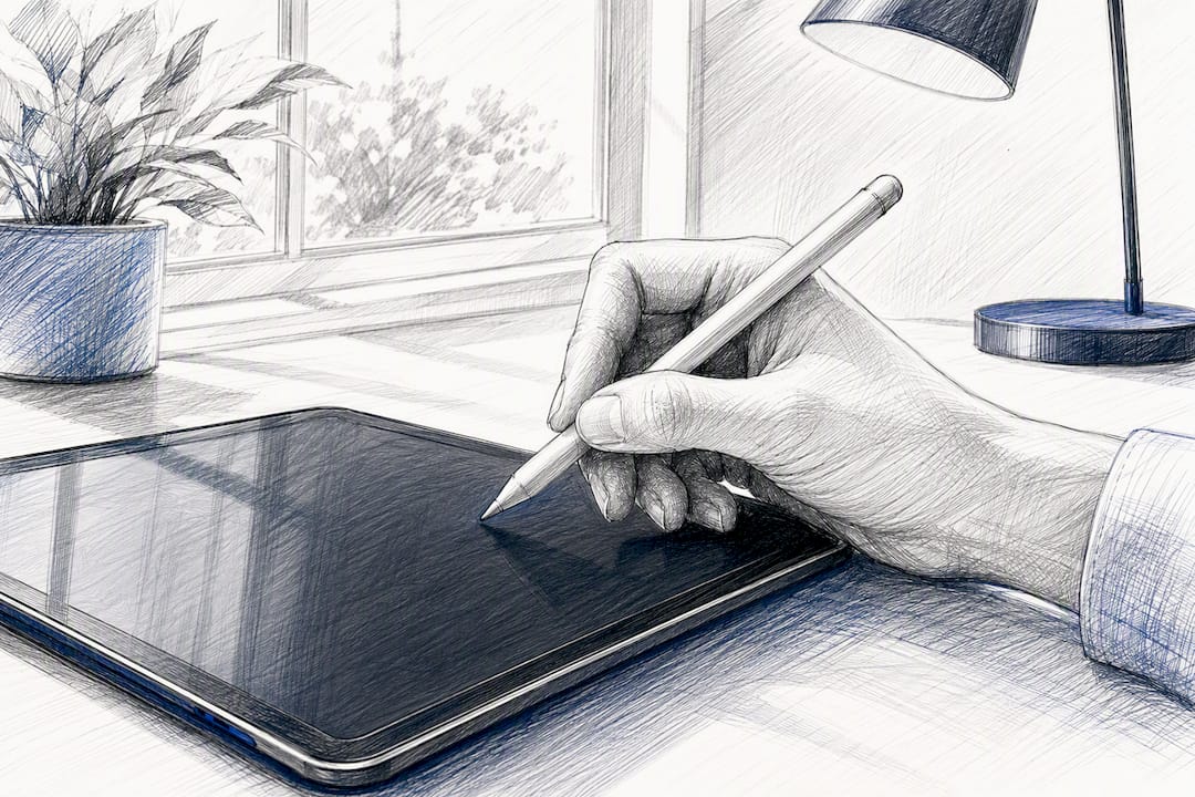 Hand preparing compliance checklist on tablet