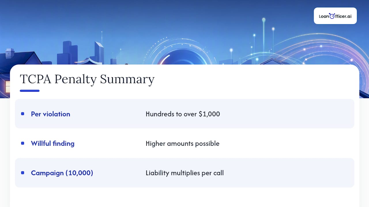 Diagram showing penalty scale for TCPA violations