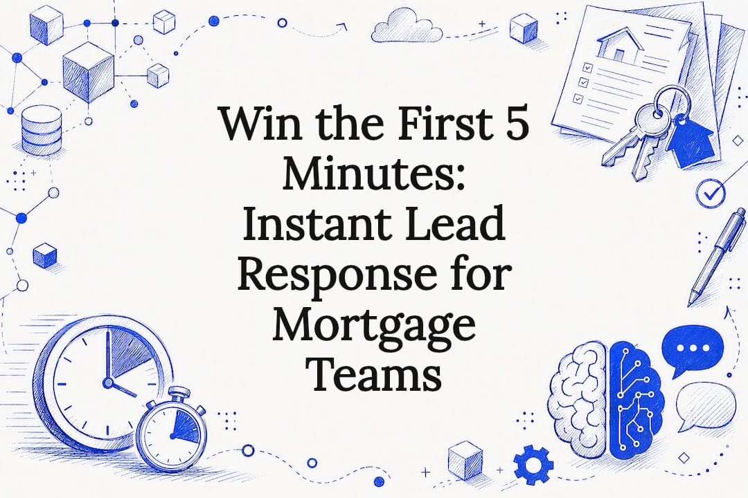 Decorative title card illustration for mortgage AI article