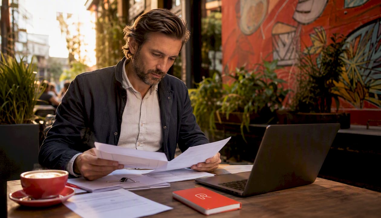 Hands organizing GST tax paperwork