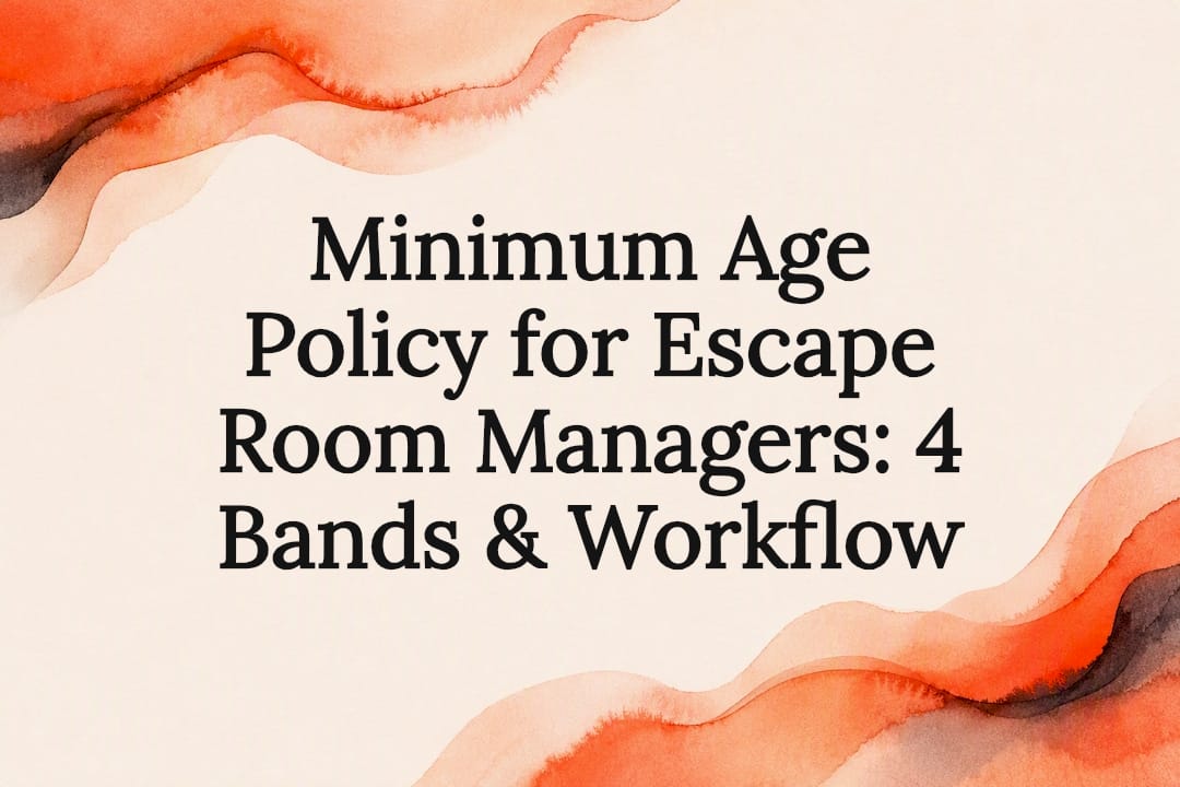 Decorative escape room policy title card