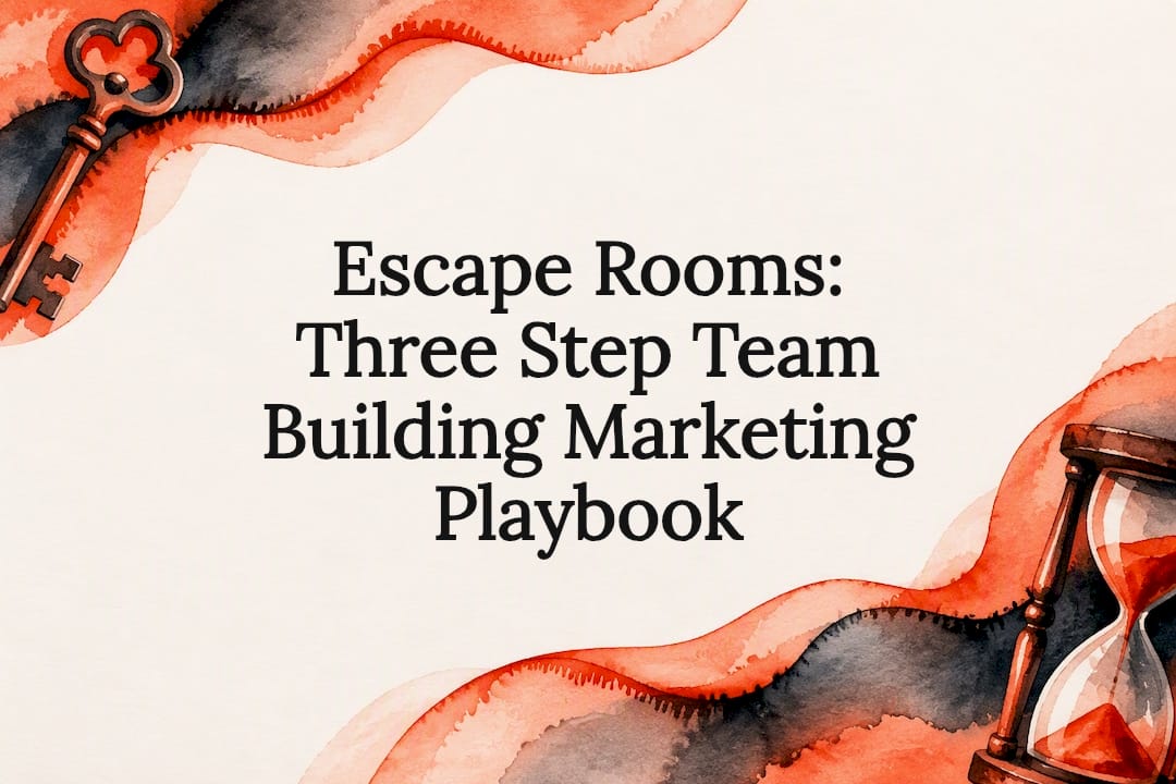 Decorative escape room marketing title card