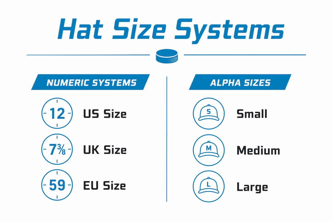 Infographic comparing hat sizing systems