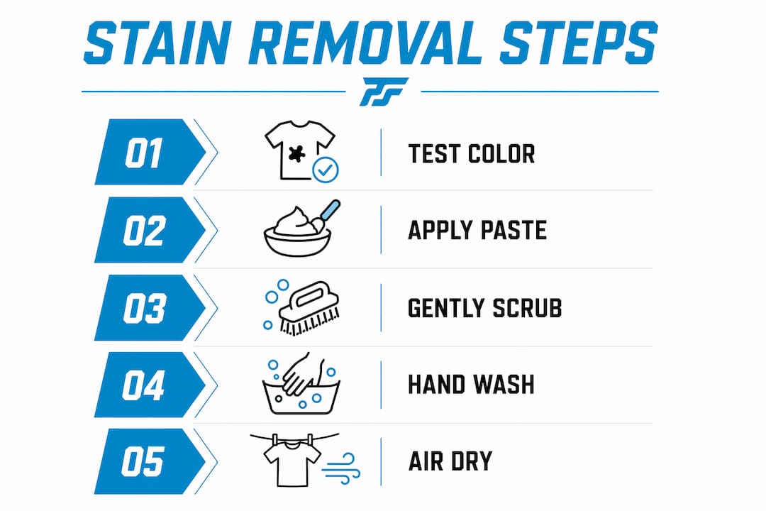 Infographic depicting step-by-step hat sweat stain cleaning