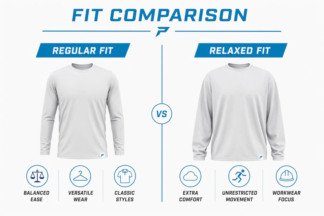 Infographic comparing regular fit and relaxed fit styles