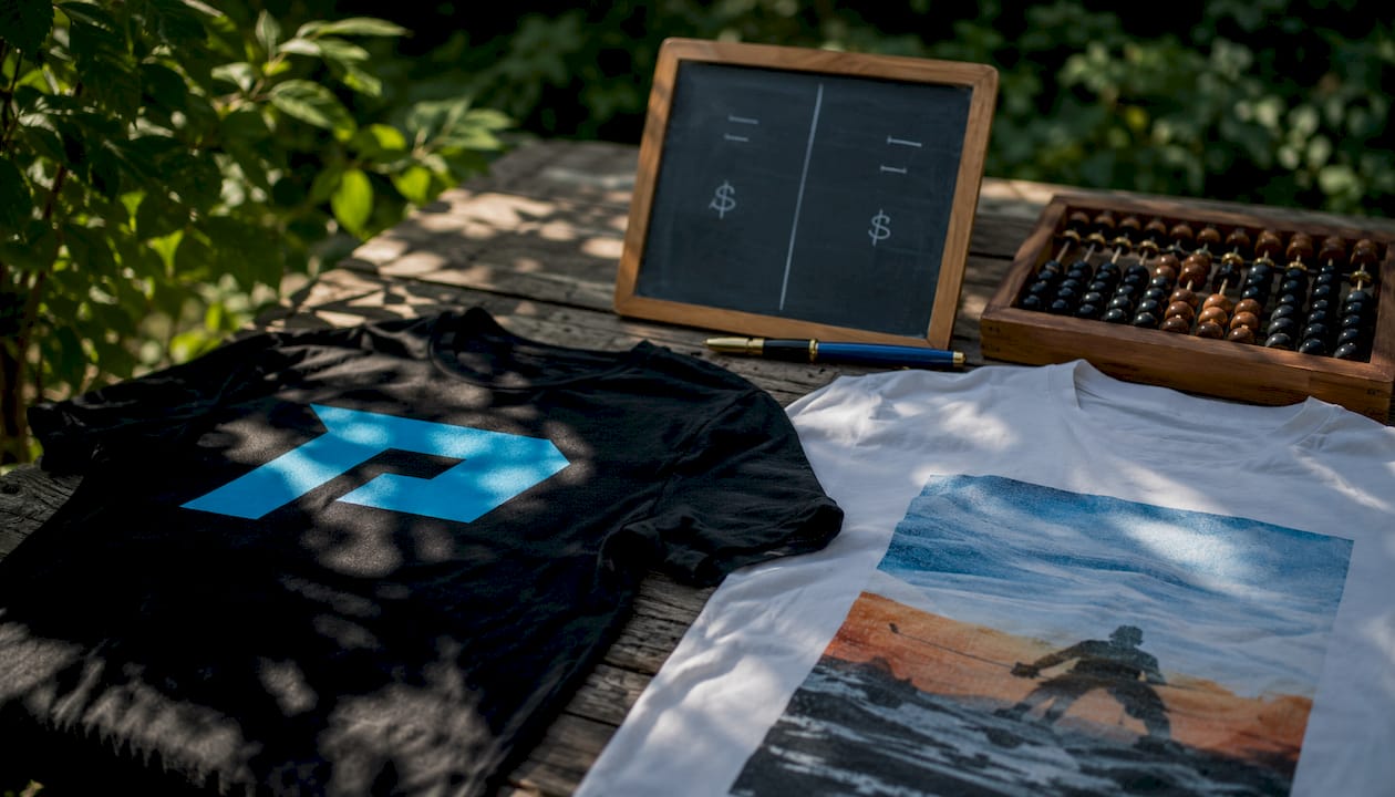 Comparison of screen print and DTG shirts with pricing