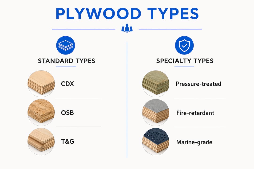 Infographic comparing types of plywood used in roofing