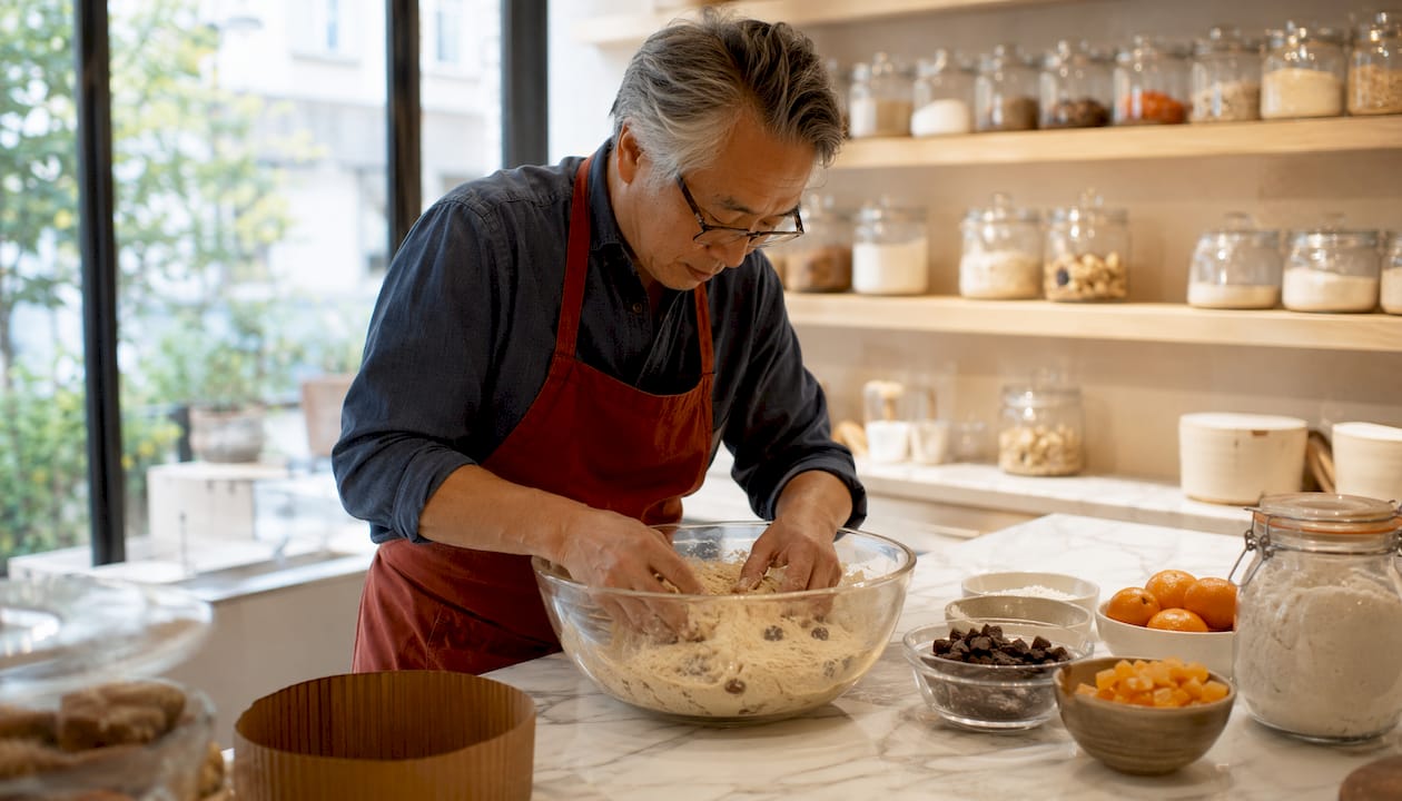 Dans son laboratoire, Christophe Louie façonne avec passion un panettone artisanal, fidèle à la tradition italienne.