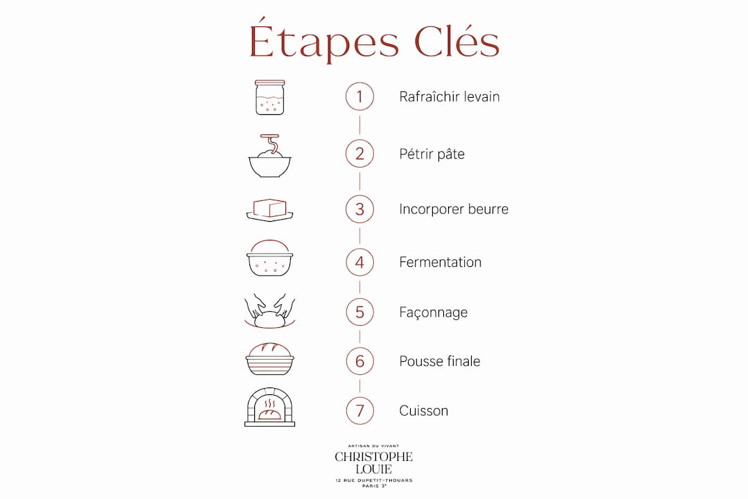 Infographie : les différentes étapes pour réussir sa brioche au levain