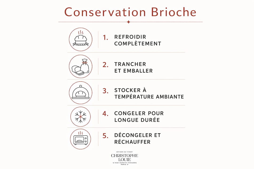 Infographie : les étapes essentielles pour bien conserver votre brioche