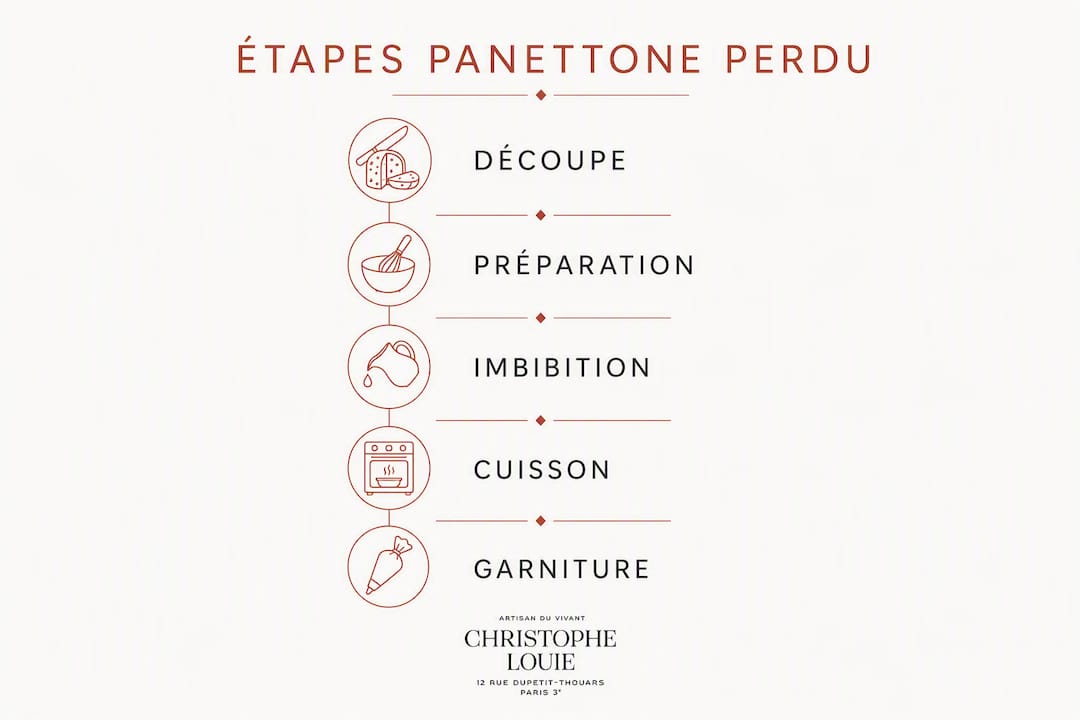 Les étapes de la recette du panettone perdu en images