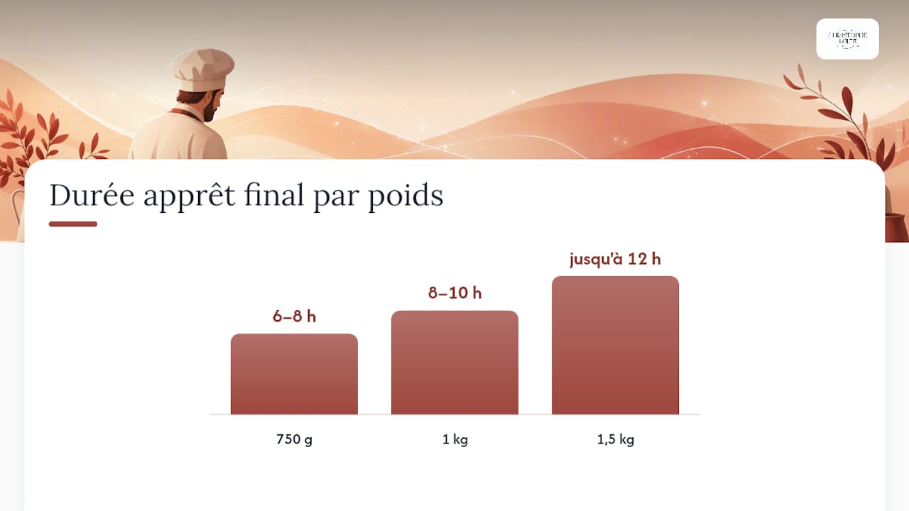 Schéma illustrant les différentes températures et durées de fermentation pour le panettone