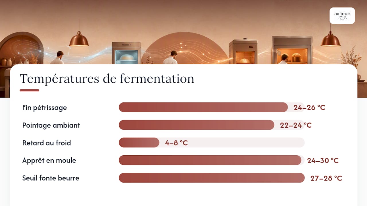 Schéma des étapes de température de fermentation du panettone