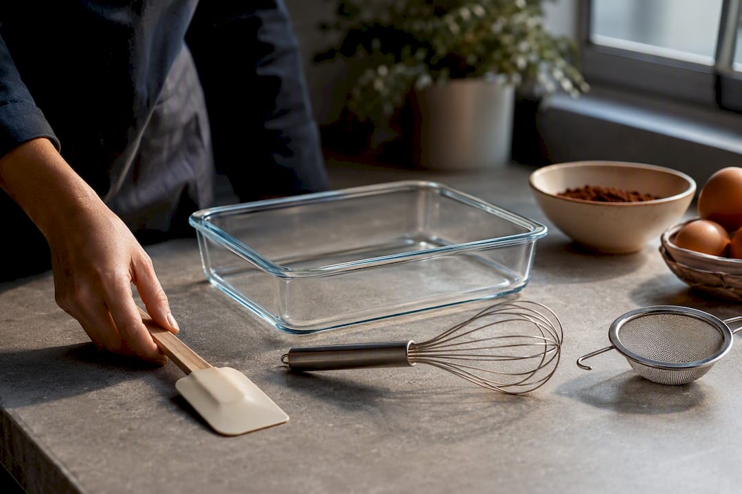 Plat et ustensiles nécessaires pour réaliser le tiramisu