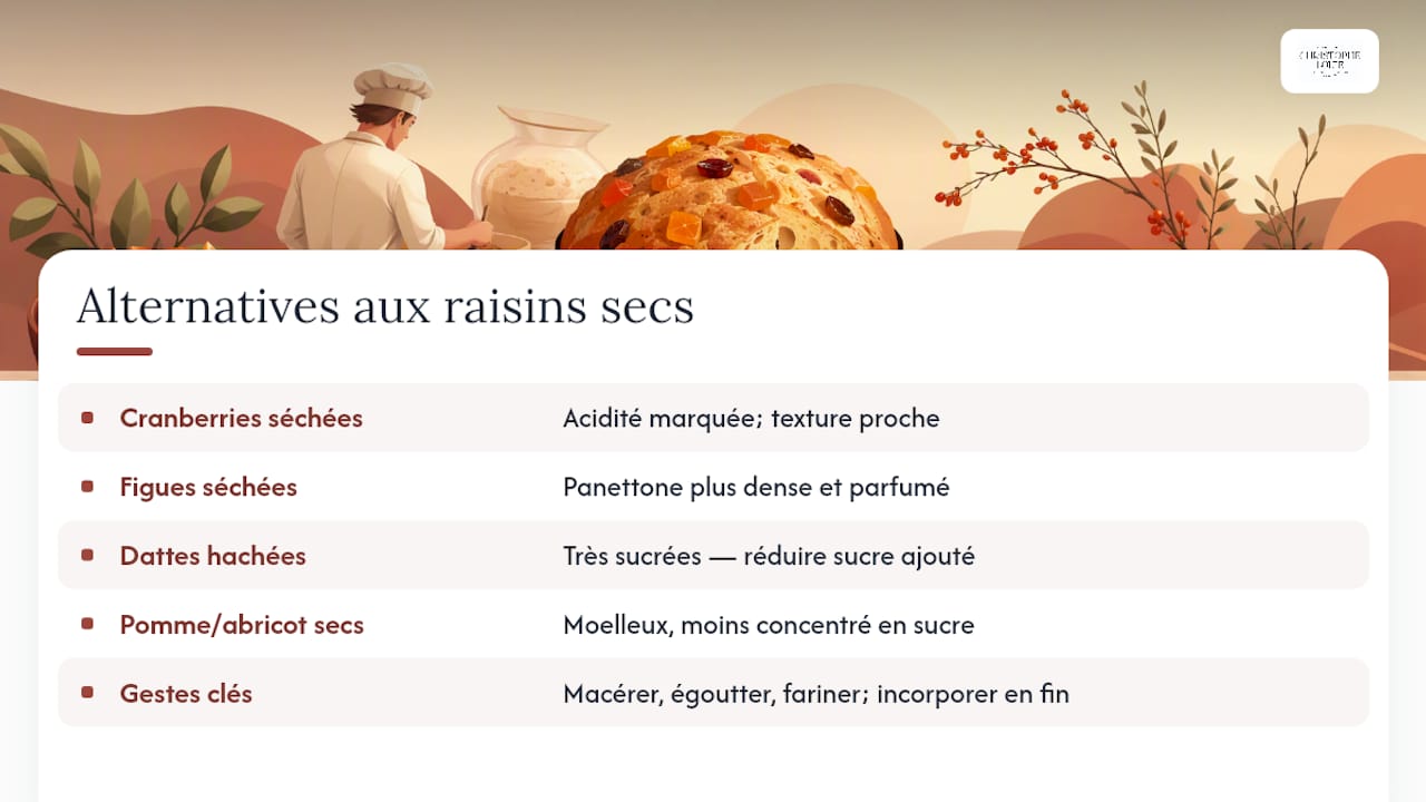 Alternatives aux raisins secs et leurs effets en pâte