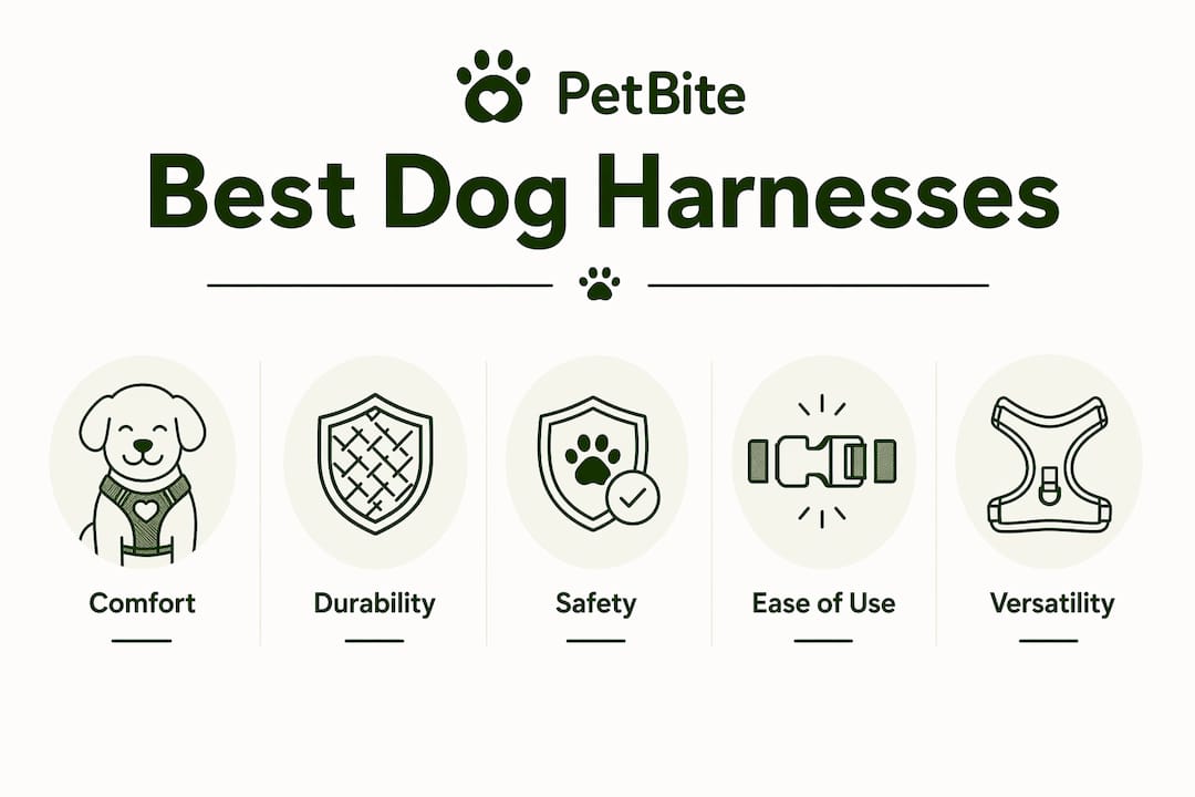 Infographic showing key dog harness features