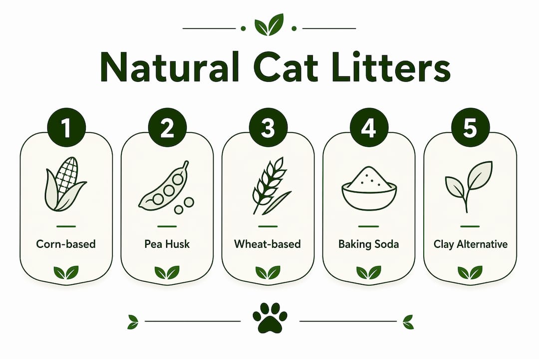 Infographic showing types of natural cat litter ranked