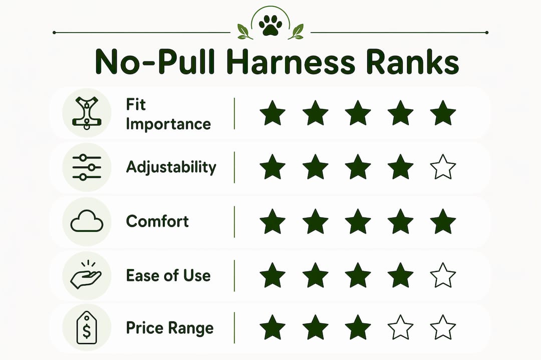 Infographic ranking no-pull harness features