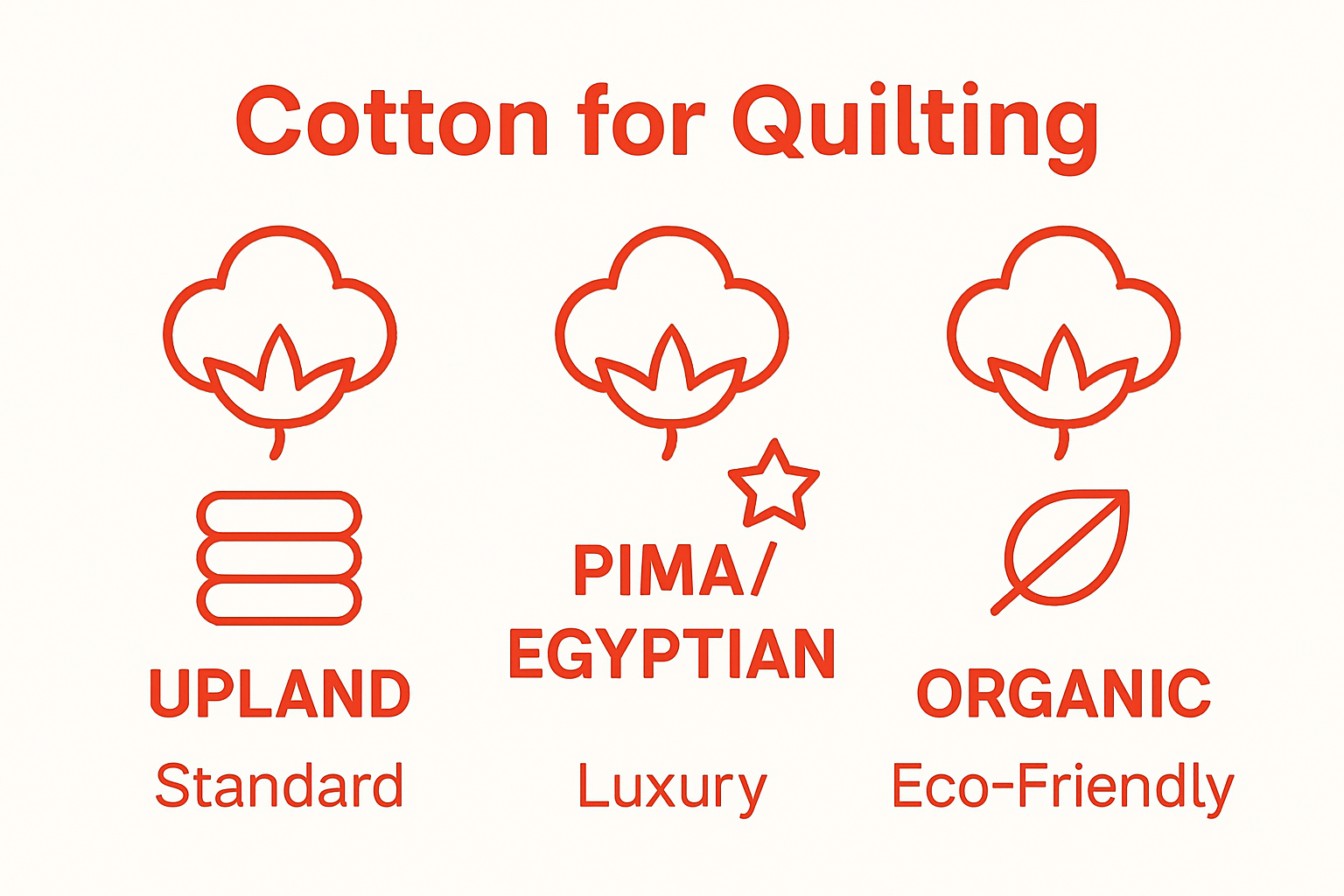 Comparison of Upland, Pima/Egyptian, and Organic quilting cotton types