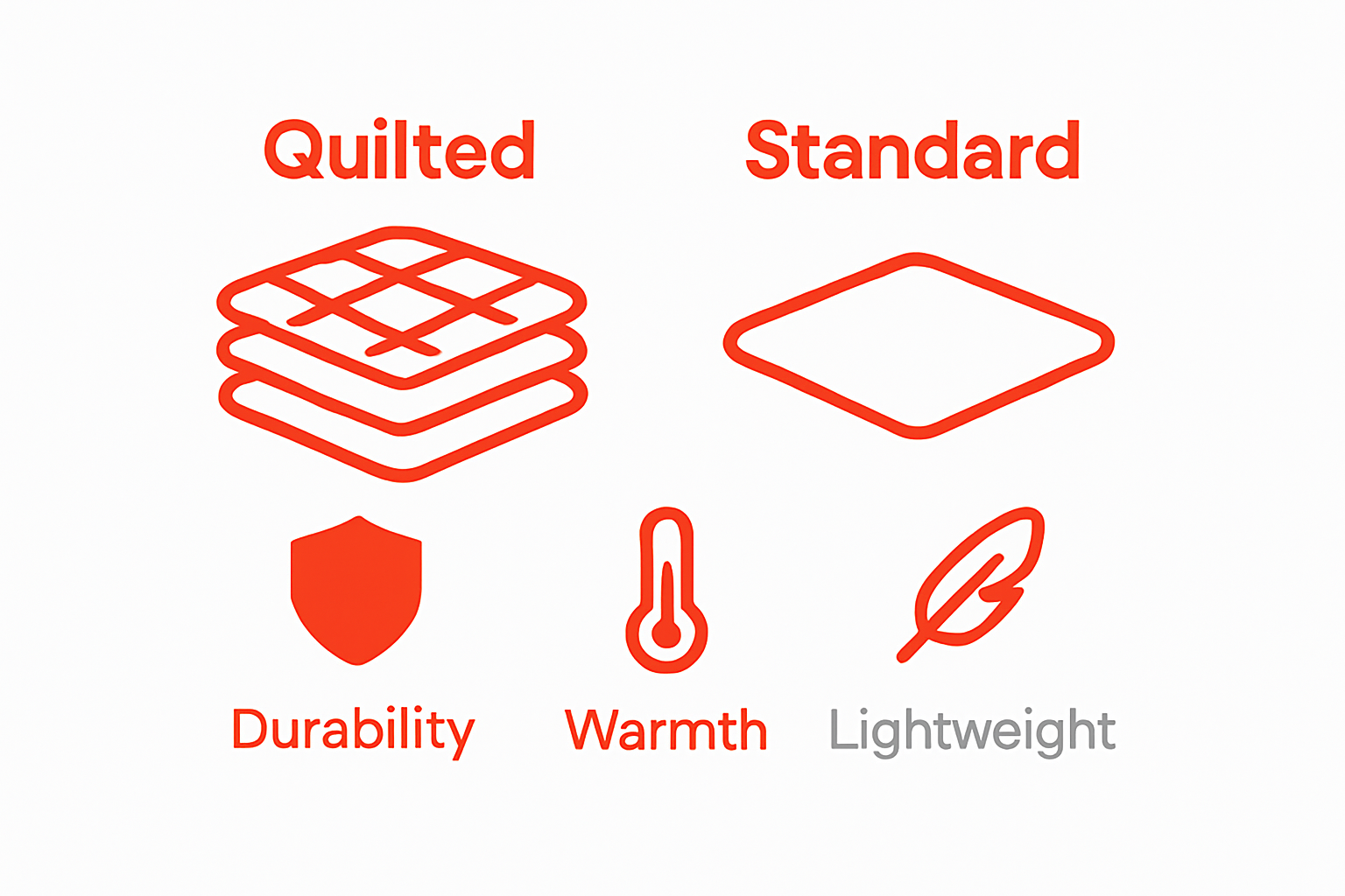 Infographic comparing quilted fabric and standard fabric benefits