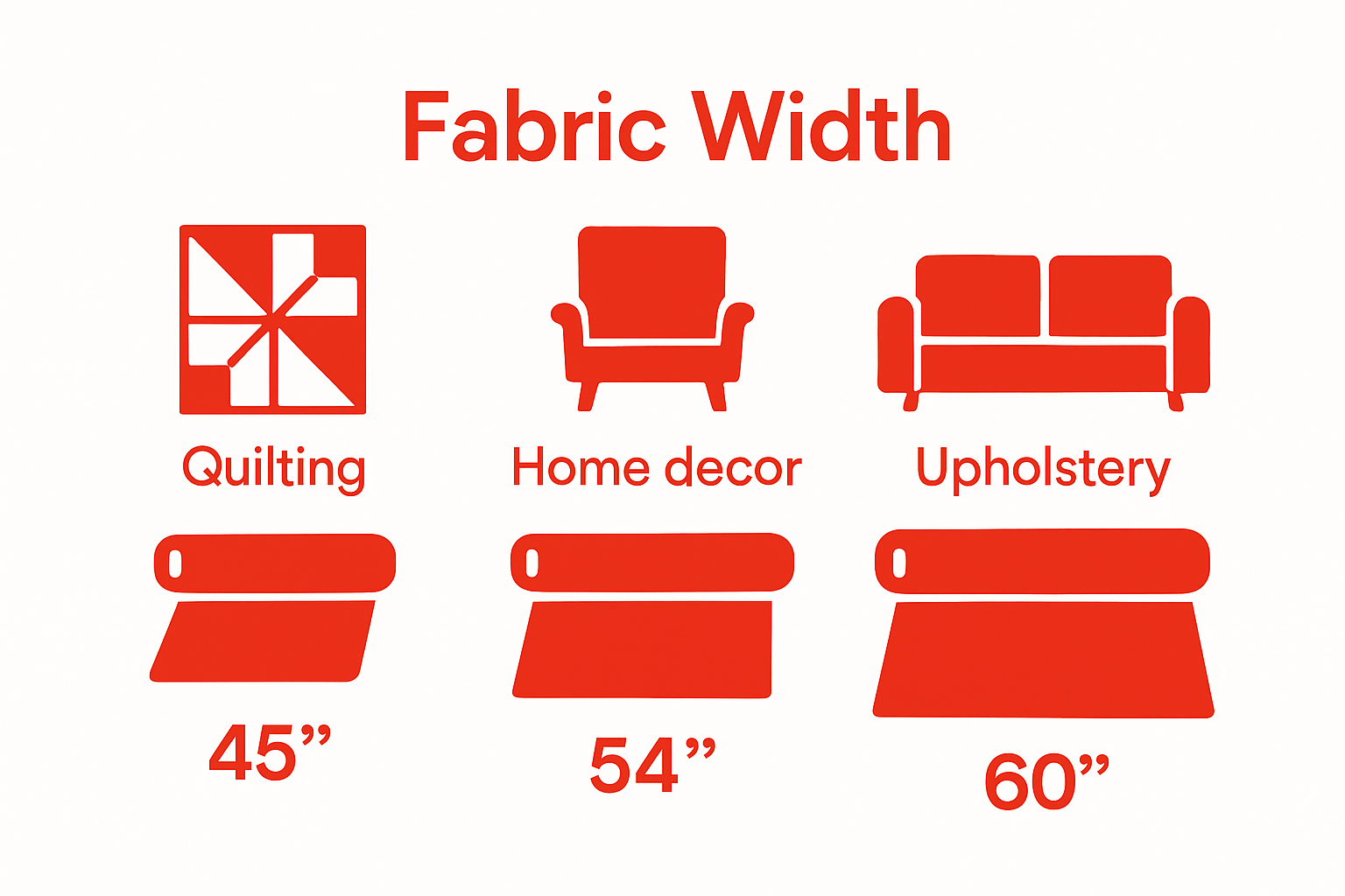 Infographic comparing common fabric widths for textiles