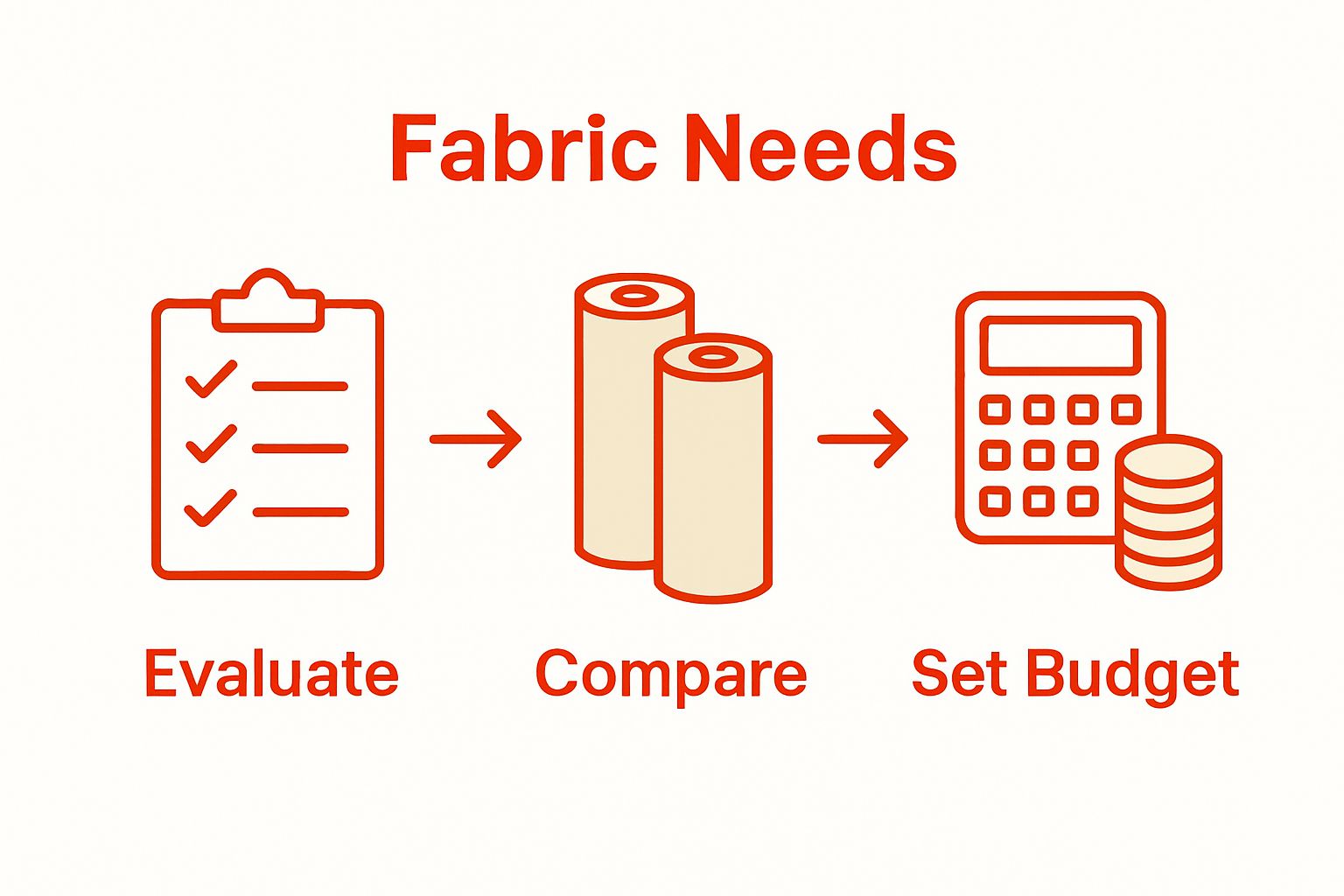 Infographic showing three basic steps to define fabric project requirements