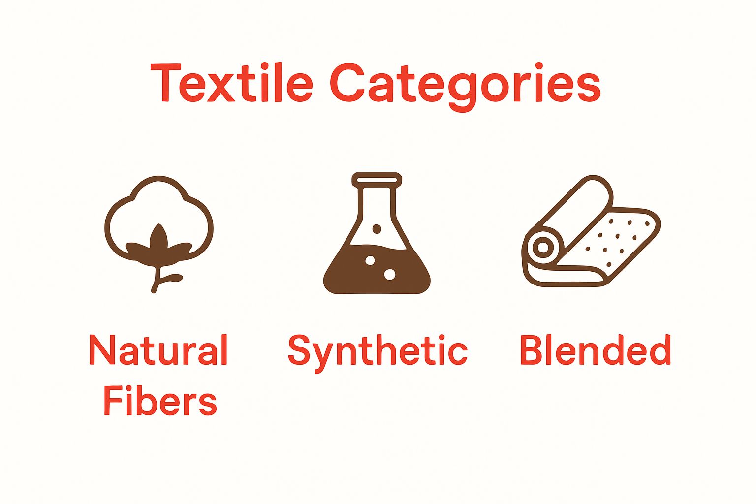 Infographic comparing natural, synthetic, and blended textiles