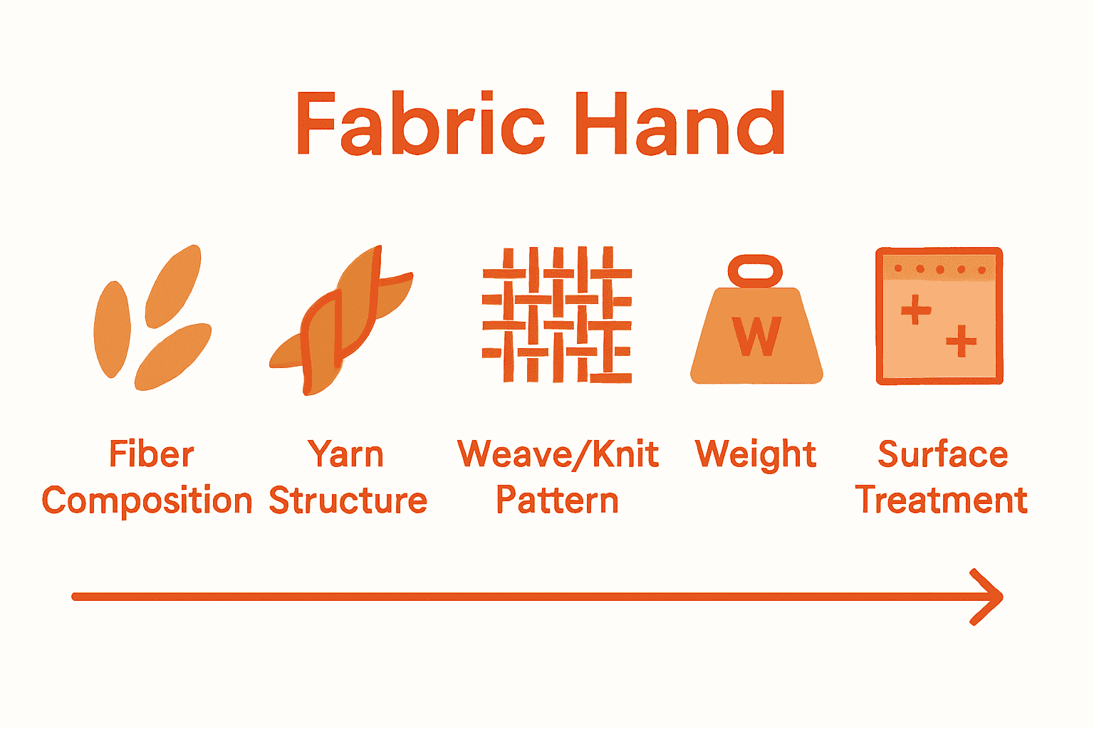 Infographic comparing key characteristics influencing fabric hand.