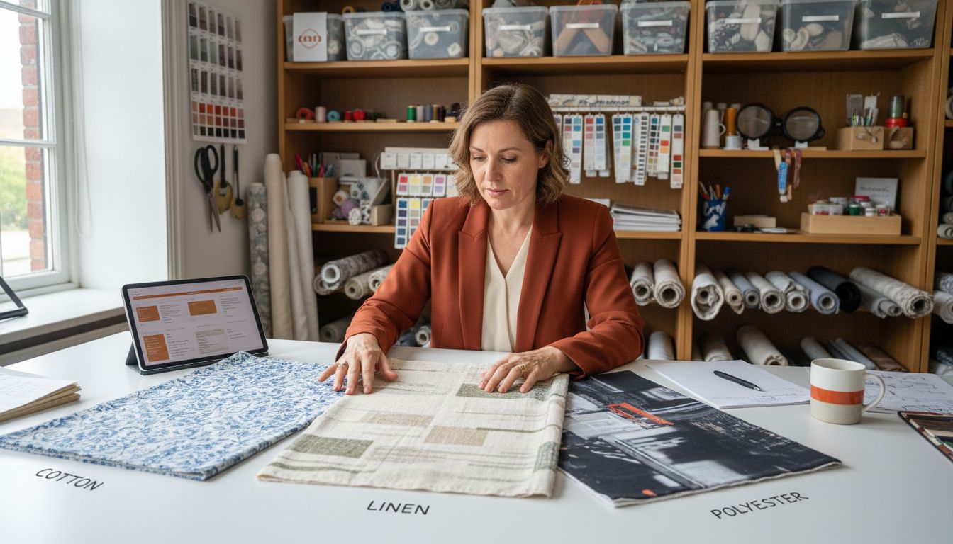 reviewing custom fabric samples