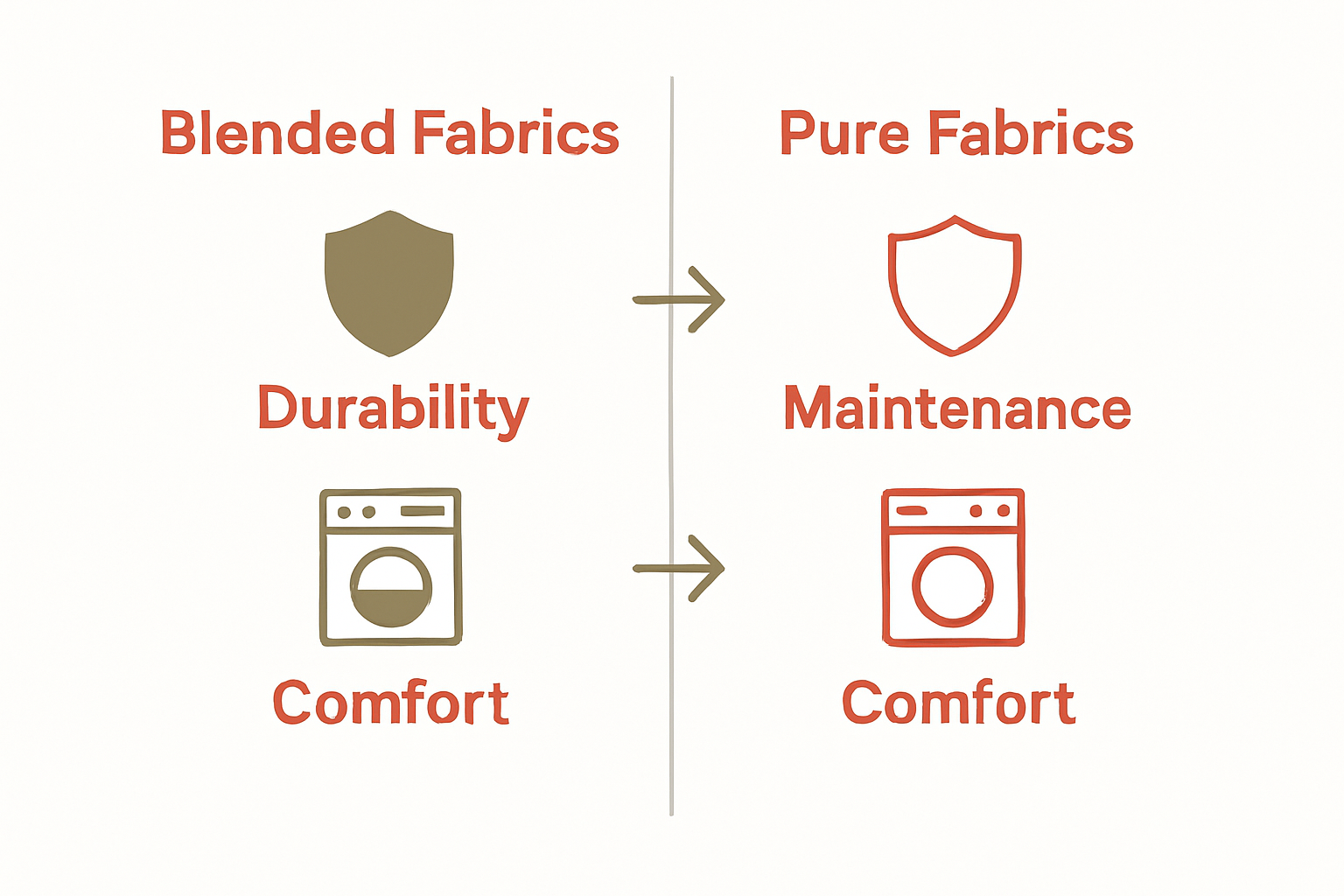 Infographic comparing fabric blends and pure fabrics