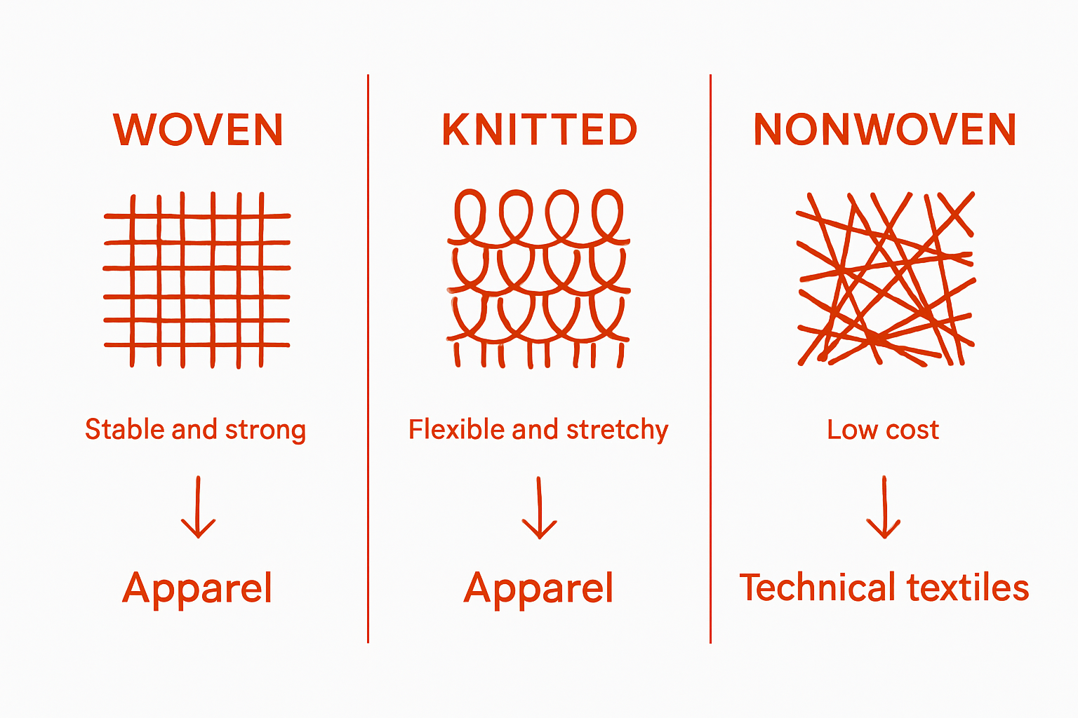 Infographic comparing main fabric substrate types