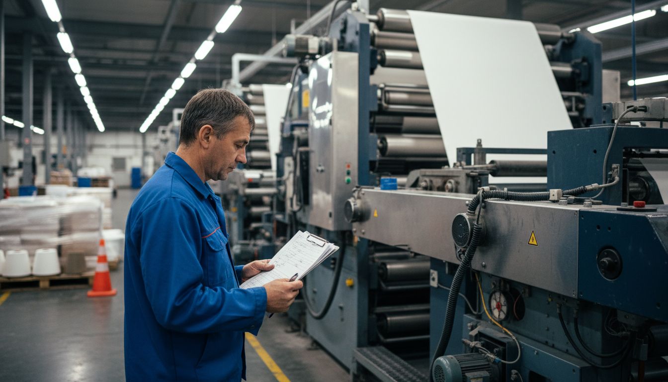 Textile factory nonwoven fabric production scene