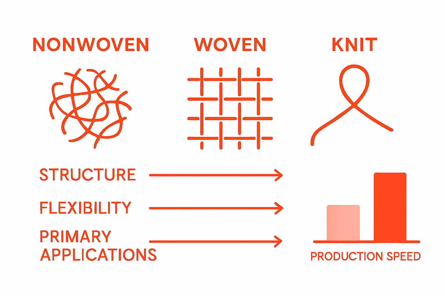 Comparison infographic: nonwoven vs woven vs knit