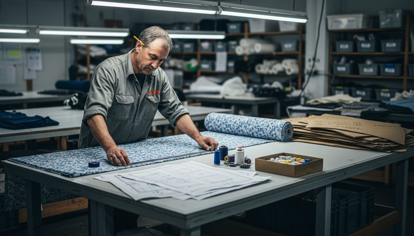 Calculating fabric yardage in workroom