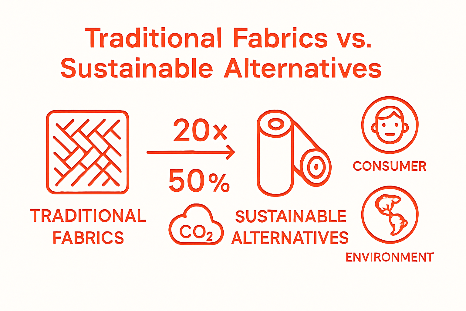 Comparison infographic on fabric sustainability impact
