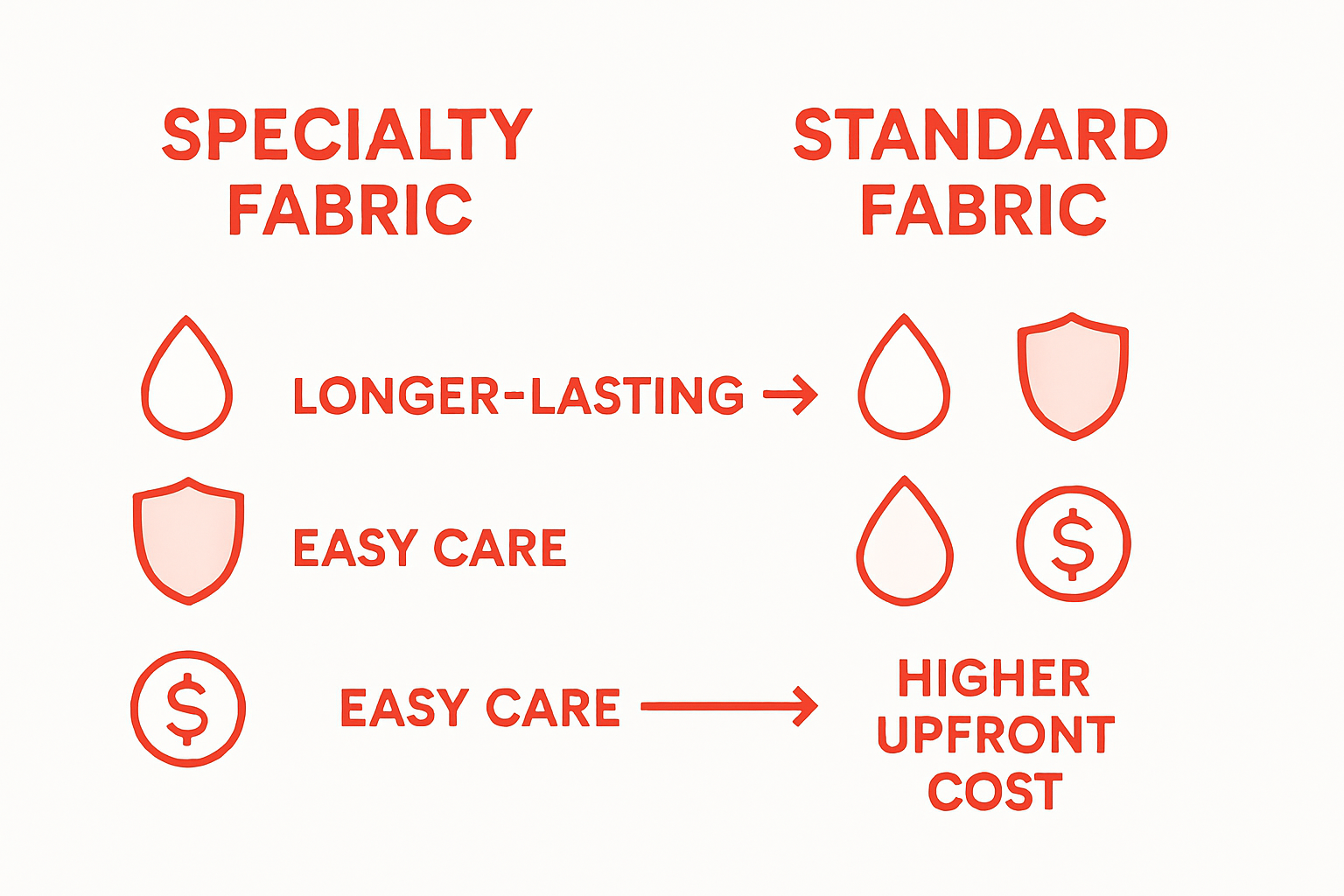 Infographic comparing specialty and standard fabric