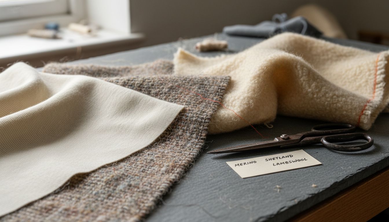 Close-up variety of wool fabric samples