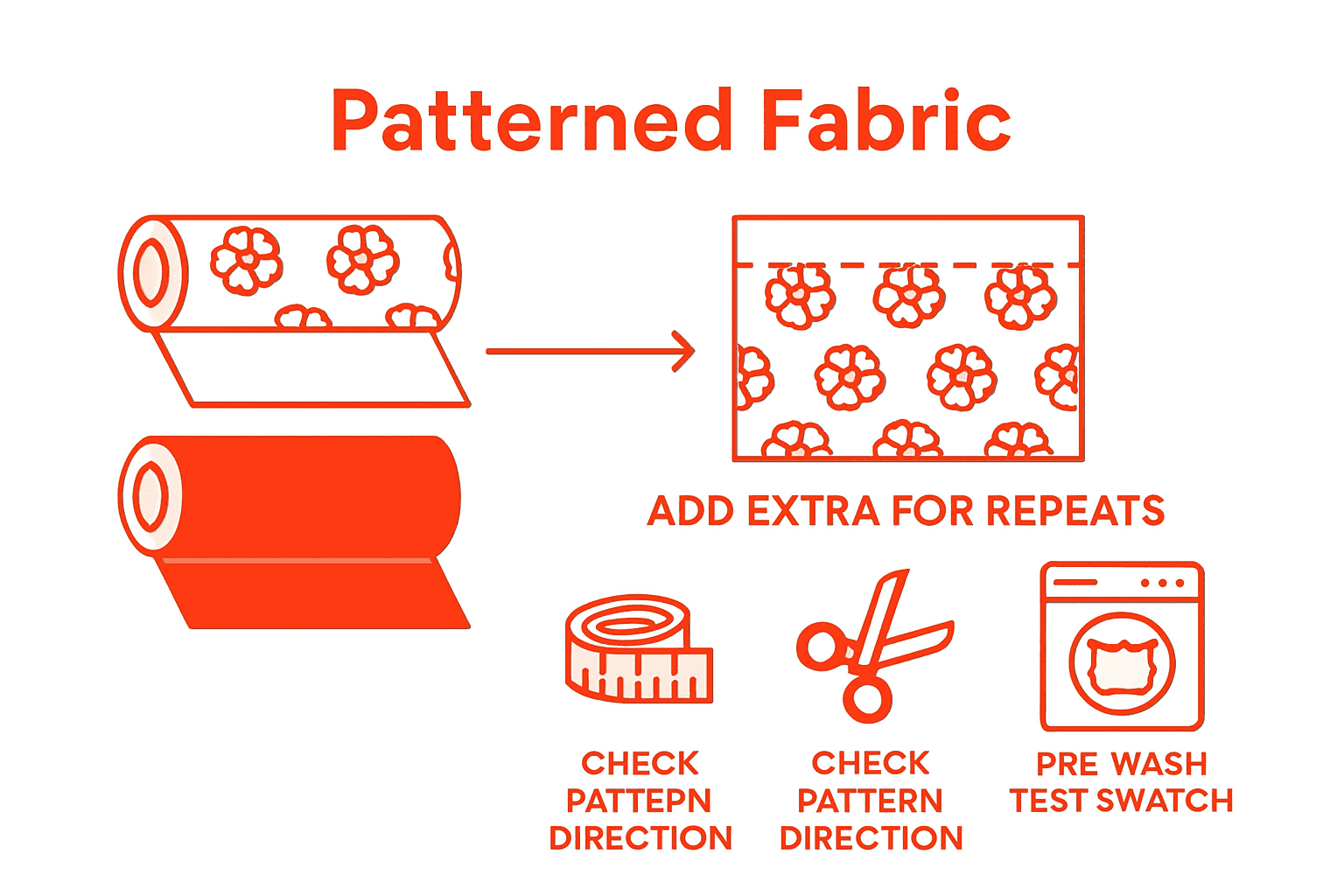 Infographic matching patterned fabric repeats