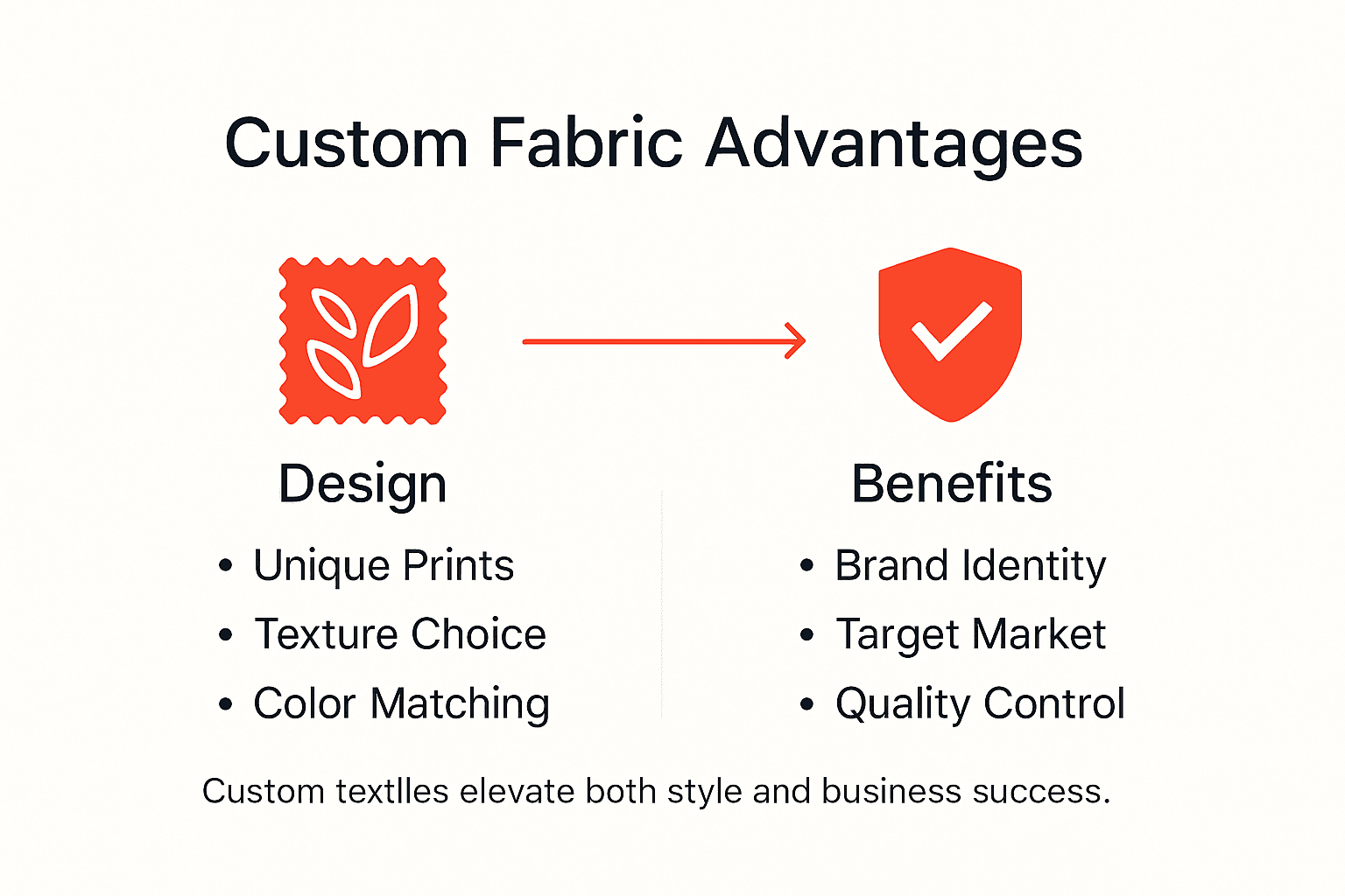 Infographic showing custom fabric benefits and uses