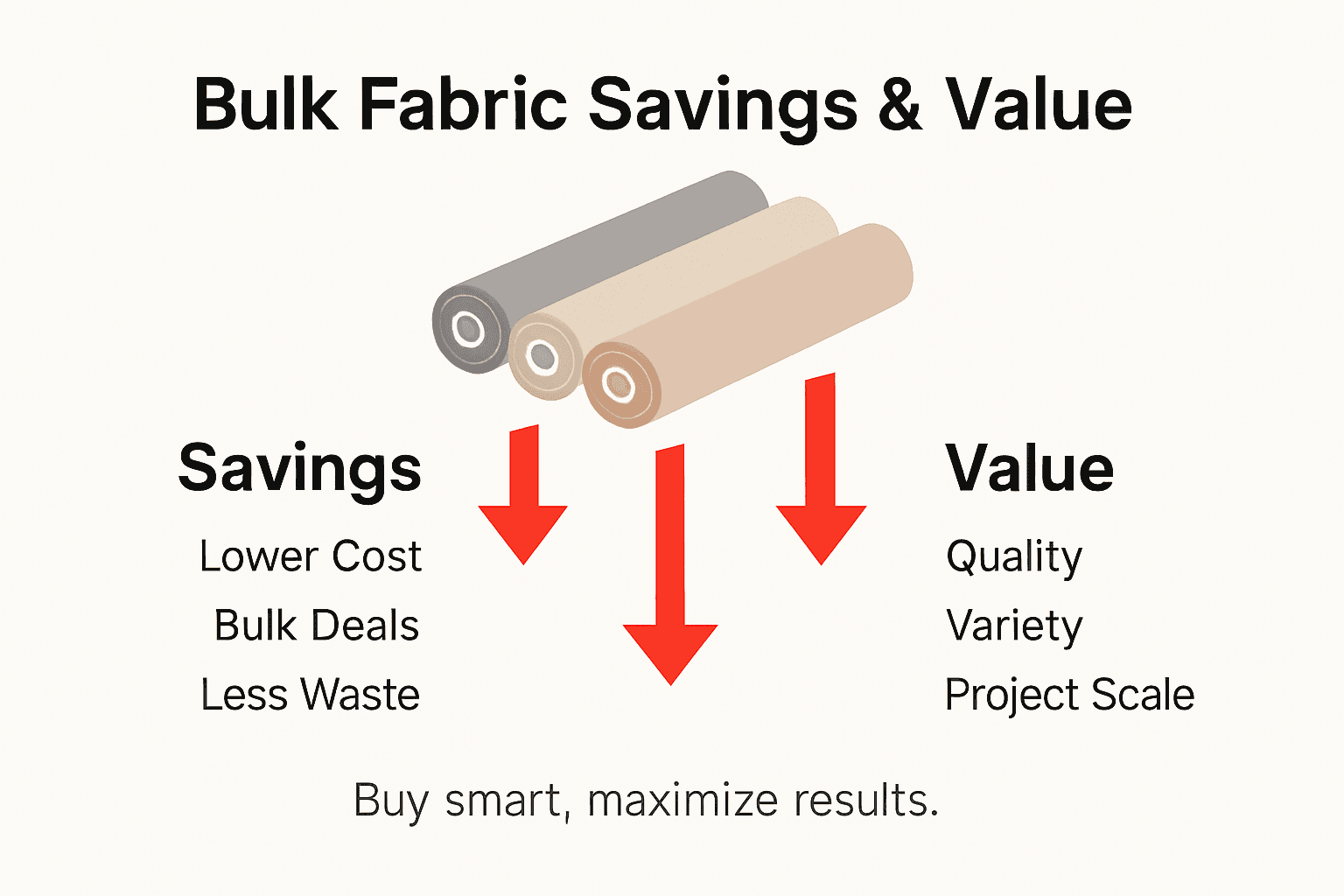 Infographic showing bulk fabric savings and value points