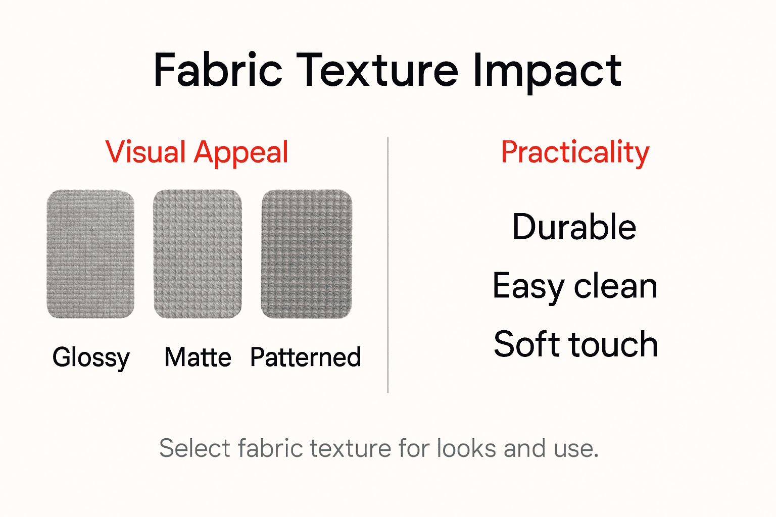 Infographic summarizing upholstery fabric texture effects