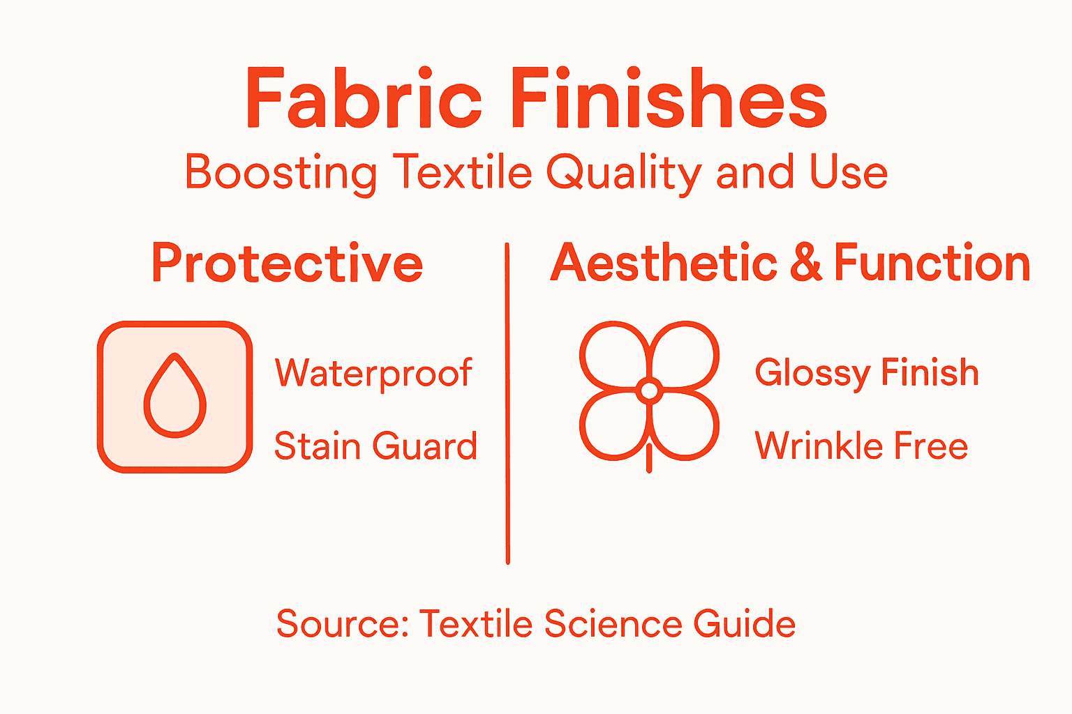 Infographic showing types and effects of fabric finishes