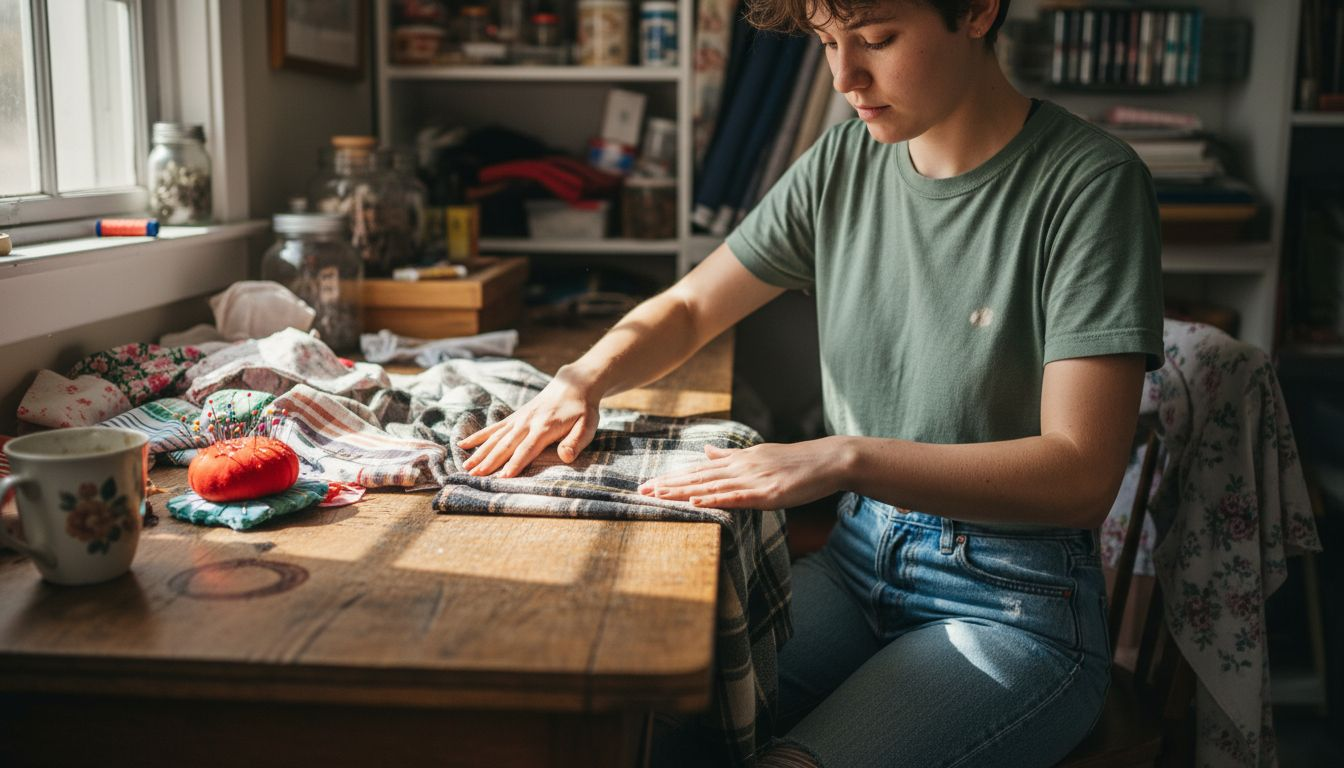 Sewist testing direction of fabric nap