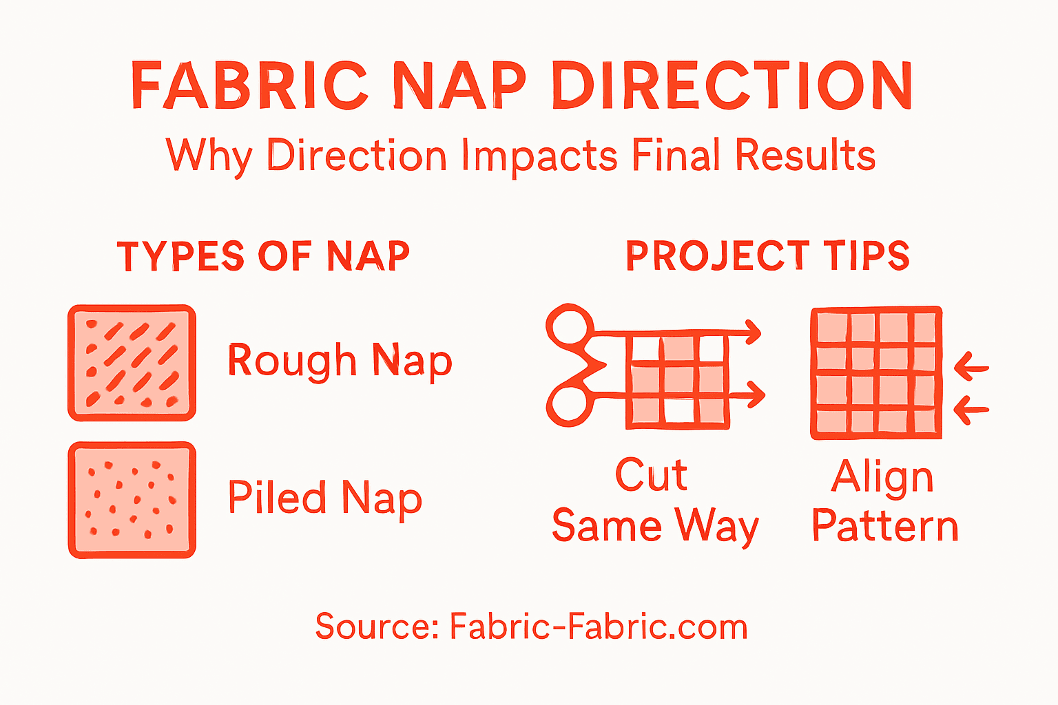 Infographic showing fabric nap types and tips